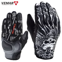 VEMAR guantes de motocicleta para hombre, guantes Vintage para motocicleta con pantalla táctil, calavera, guantes de verano para Motocross, MTB, ciclismo Retro
