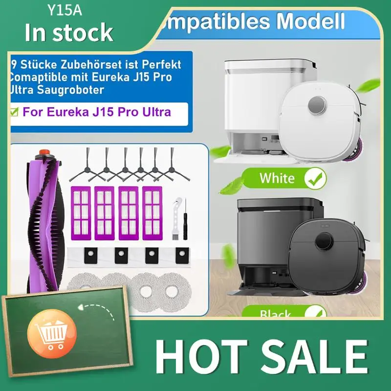 

Y15A J15 Pro Ultra для Eureka J15 Pro Ultra, комплект вакуумных аксессуаров для робота, щетка, фильтры HEPA, подушечки для мытья полов