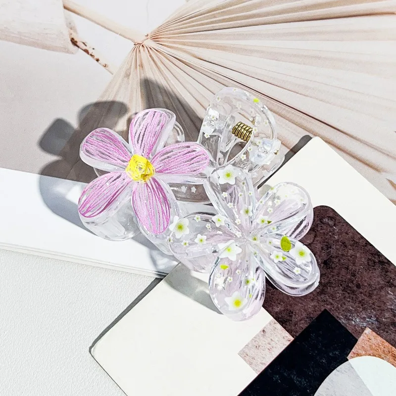 مشبك شعر على شكل زهرة جرافيتي حلوة وطازجة، مشبك شعر جديد على شكل قرش، مشبك شعر على شكل قرص خلفي للرأس، إكسسوارات للشعر