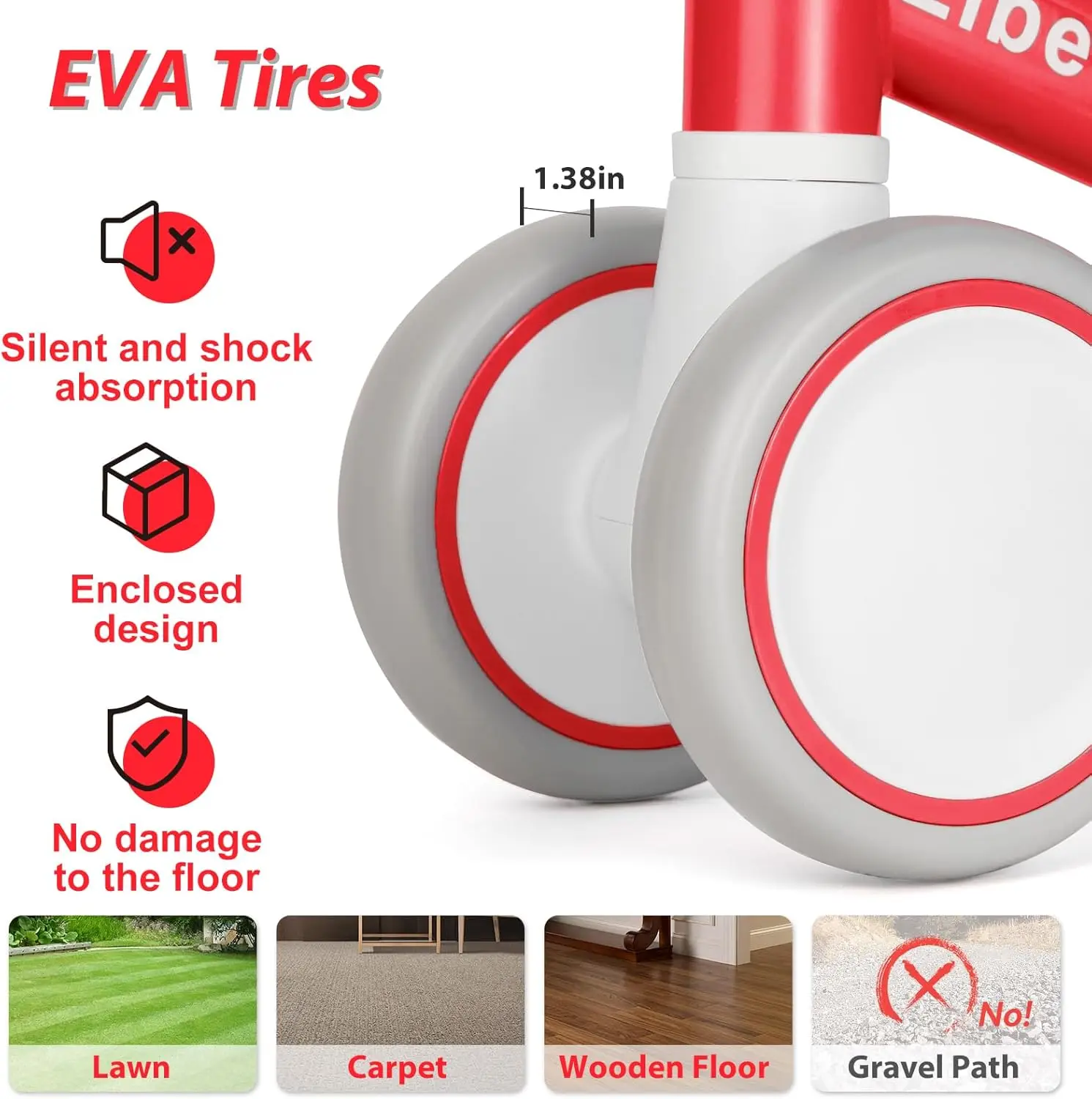 دراجة توازن للأطفال بمقعد قابل للتعديل ، فتيات بعمر سنة ، عيد ميلاد الطفل الأول ، 4 عجلات ، 12-36 شهرًا