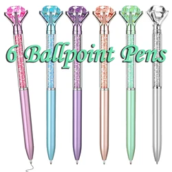 6Pcs Diamond Pens With Diamonds On Top Diamond Pens Including Black Ink Pen Refill, Diamond Top Pens For Office School Home