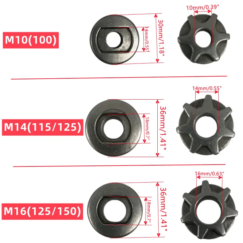Replacement M10/M14/M16 Chainsaw Gear 100 115 125 150 180 Angle Grinder Gear Sawing Sprocket Chain Wheel for Chainsaw Bracket