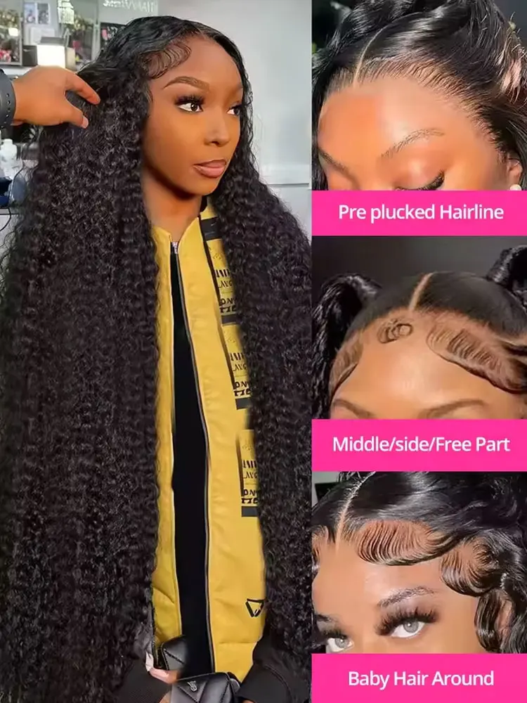 13x4 Джерри Кудрявый Парик Фронта Шнурка 40 Дюймов Глубокие Кудрявые Парики Человеческих Волос 250% 13X6 HD Прозрачный Парик Фронта Шнурка Для Женщин