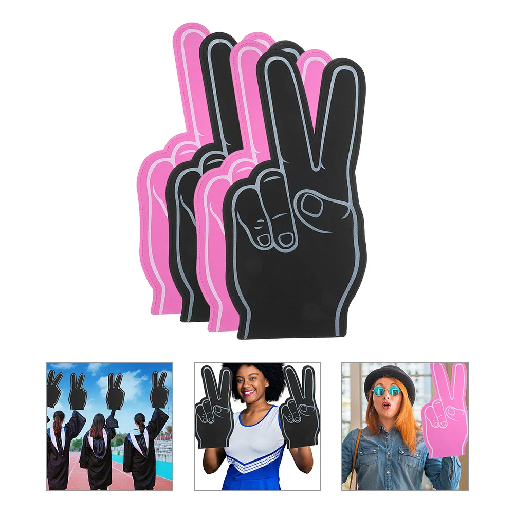 

4 Pcs Cheerleading Hand Gesture Foams Finger for Sports Noise Makers Party Favor Large Fingers Supplies Bulk Colored