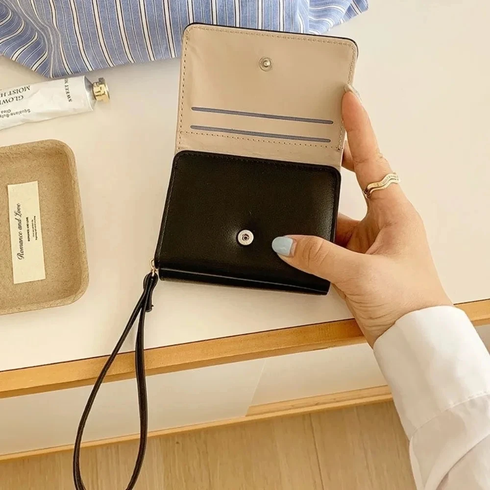 패션 지갑 소녀 귀여운 활 작은 지갑 미적 카드 홀더 여성을위한 클래식 세 배 지갑 학생 간단한 동전 주머니