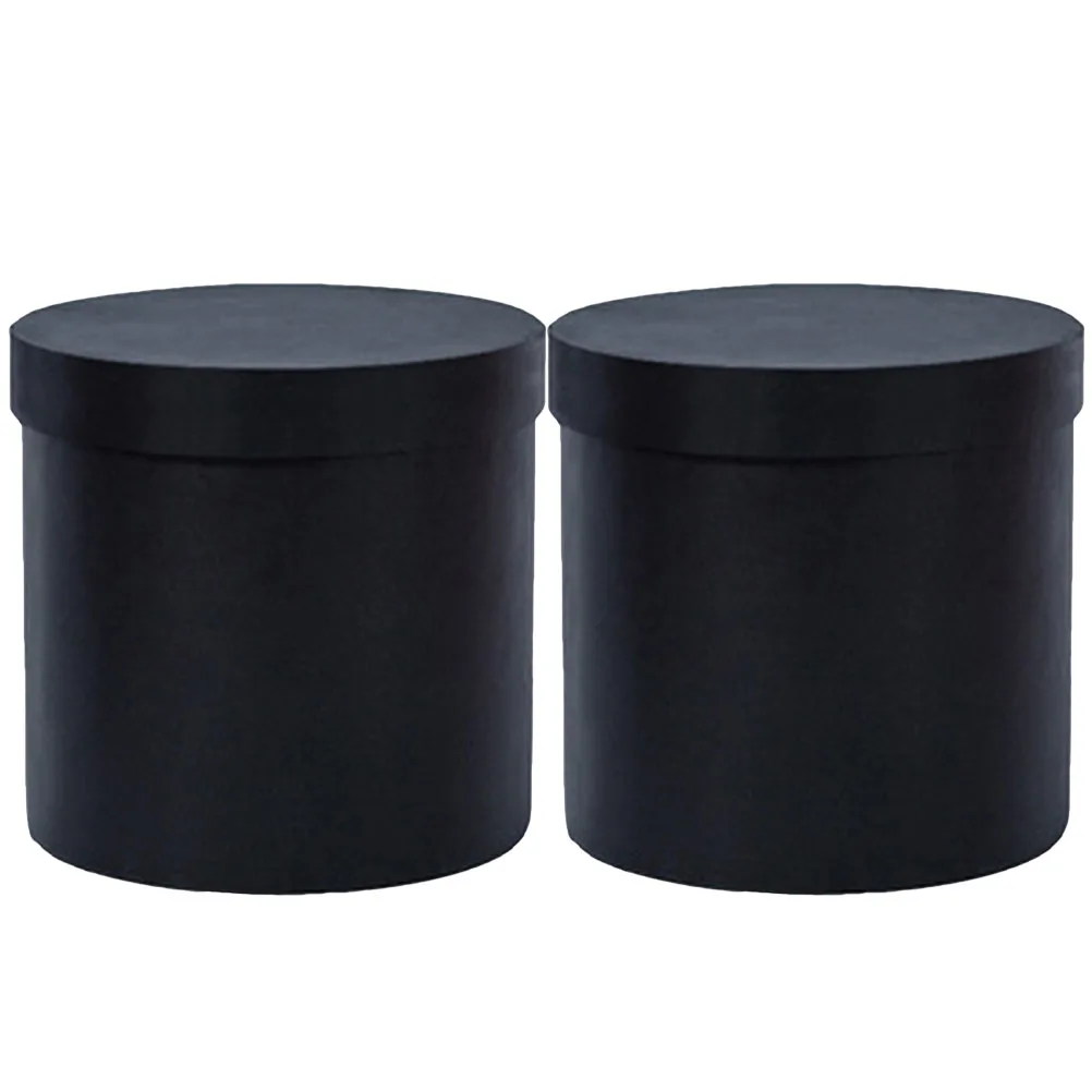 

2Pcs Black Mini Round Handheld Flower Boxes for Bouquet Arrangement Gifts Valentine Christmas Wedding Floral Packaging