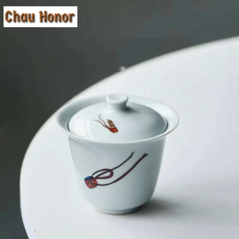 

100ml Dunhuang Apsaras Ceramic Gaiwan Ancient Tea Brewing Cup Porcelain Bowls Tea Tureen Tea Maker Cover Bowl Accessories Gift
