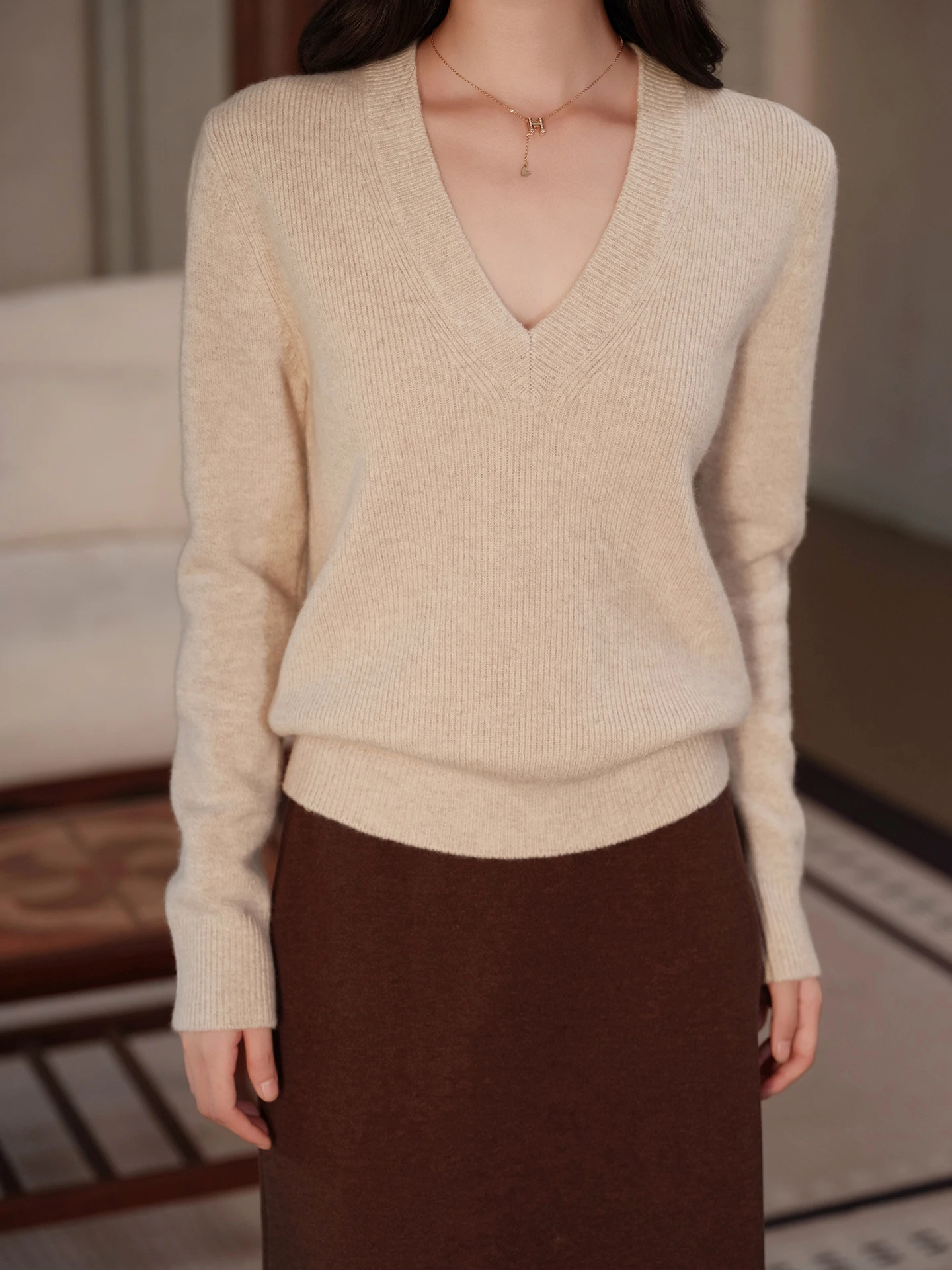 

Женский трикотажный джемпер FT GUOGE с V-образным вырезом и длинным рукавом, универсальный, осенняя коллекция 2025, новинка, модный, из высококачественных материалов