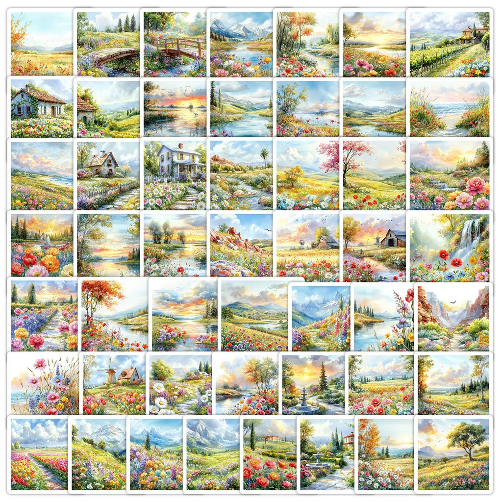 

50PCS Watercolor Spring Reverie Graffiti Stickers - Creative DIY Waterproof Decor for Water Cup & Phone RecordingYourLife Store