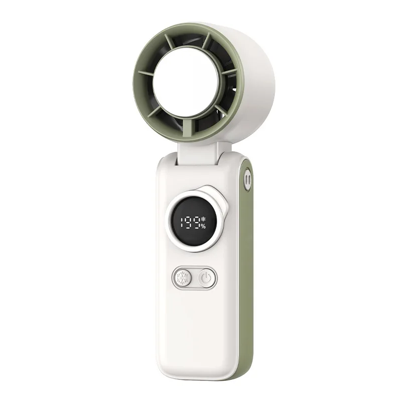 2026 New Mini Handheld Ice Cooling Fan Portable High Speed Turbo Desk Neck Hanging Fan Strong Wind USB Rechargeable Personal Air