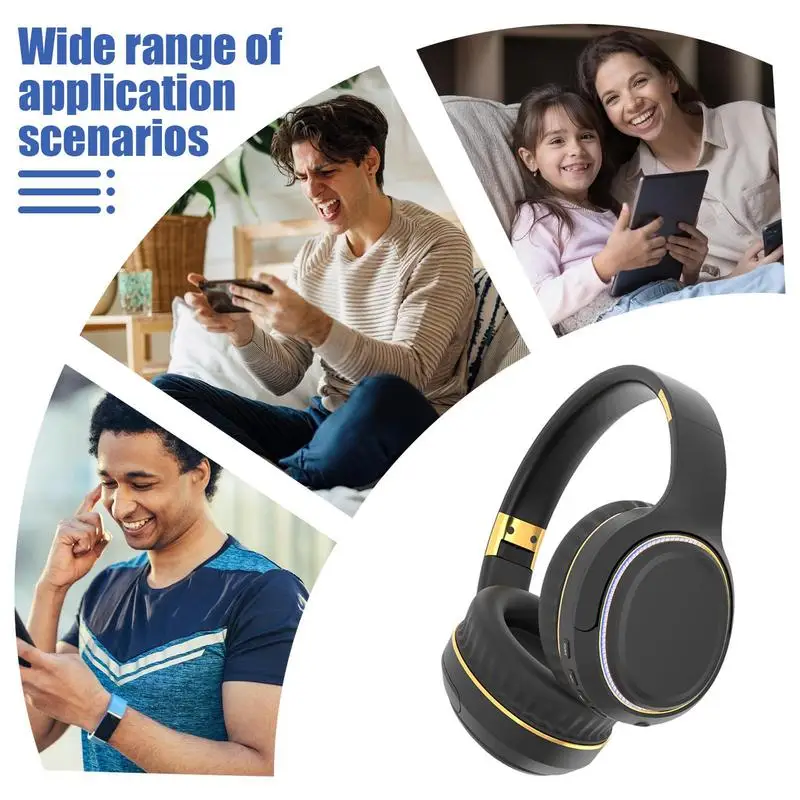 Kabellose Kopfhörer, kabellose Spielkopfhörer, faltbare Stereo-Bass-Kopfhörer mit Atemlicht für Gameplay, Pendeln, Schlafen