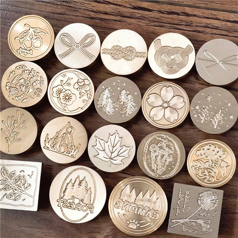 Wax Seal Stamp Head Japanese Mizuhiki Gifts Sakura Plant Mountain Series Pattern Scrapbooking Card Decoration Stamp Head