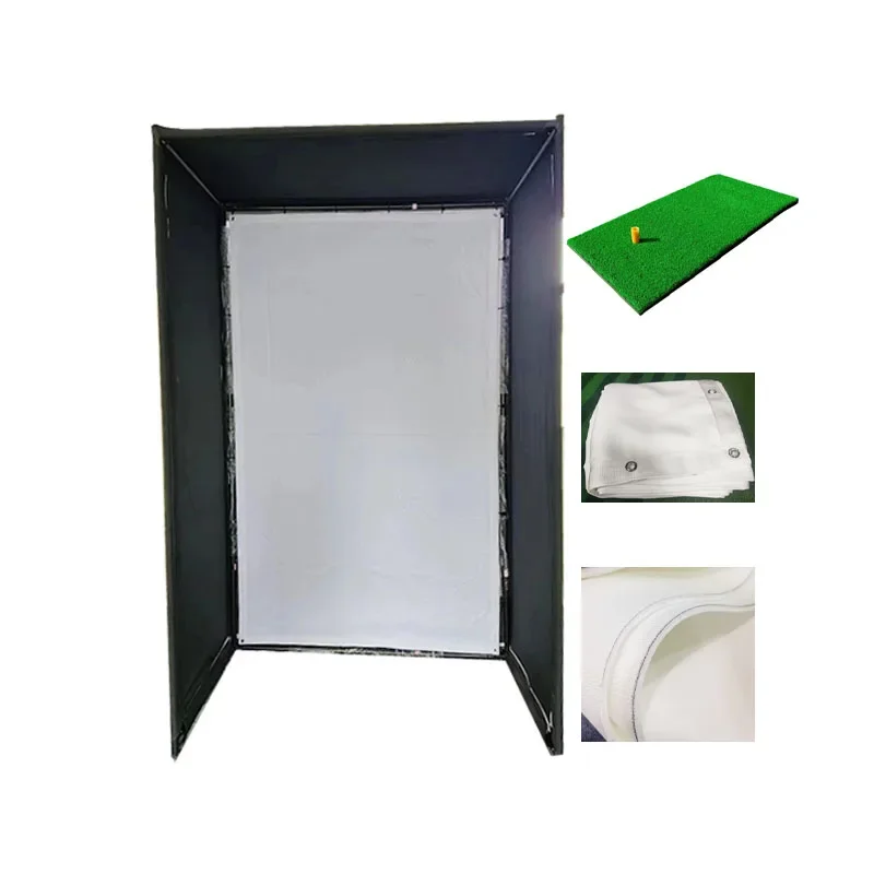 

4mm Thick Indoor Reality Golf Simulator Impact Screen with Golf Grass Hitting Mat for Training