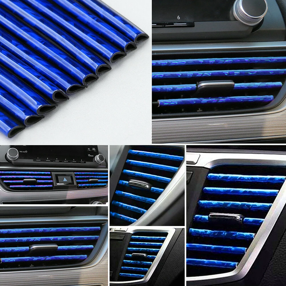 

20/10pcs Car Air Conditioner Air Outlet Decoration Strip Cover Interior Accessories 200x8x4mm Purple/ Ice Blue/ice Red Decor