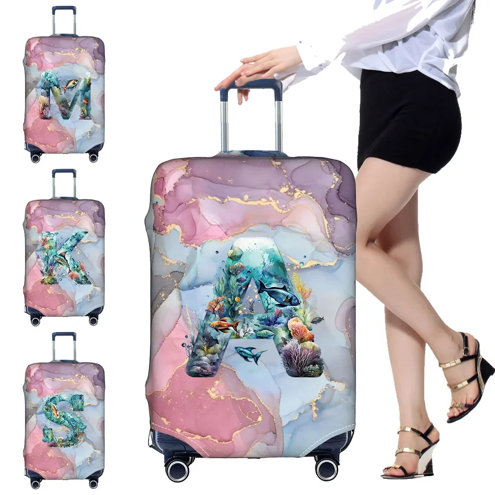 

Stretch Fabric Luggage Protective Cover Dust Cover Anti-Scratch Suitcase Suit for 18-32 Inch Bag Travel Accessories Fish Letter