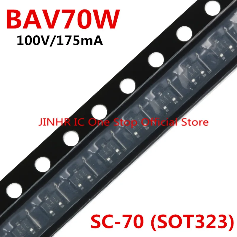 New 100pcs BAV70W, 100V 175mA, SC-70 (SOT323), switching double diode