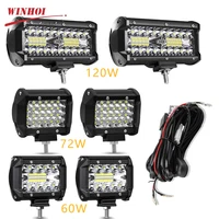 Barra de luz LED para coche todoterreno, focos antiniebla de 4x4, 12V, 24V, Faro de diodo, camión, granja, Tractor, barco, SUV, ATV, barra de luz de trabajo