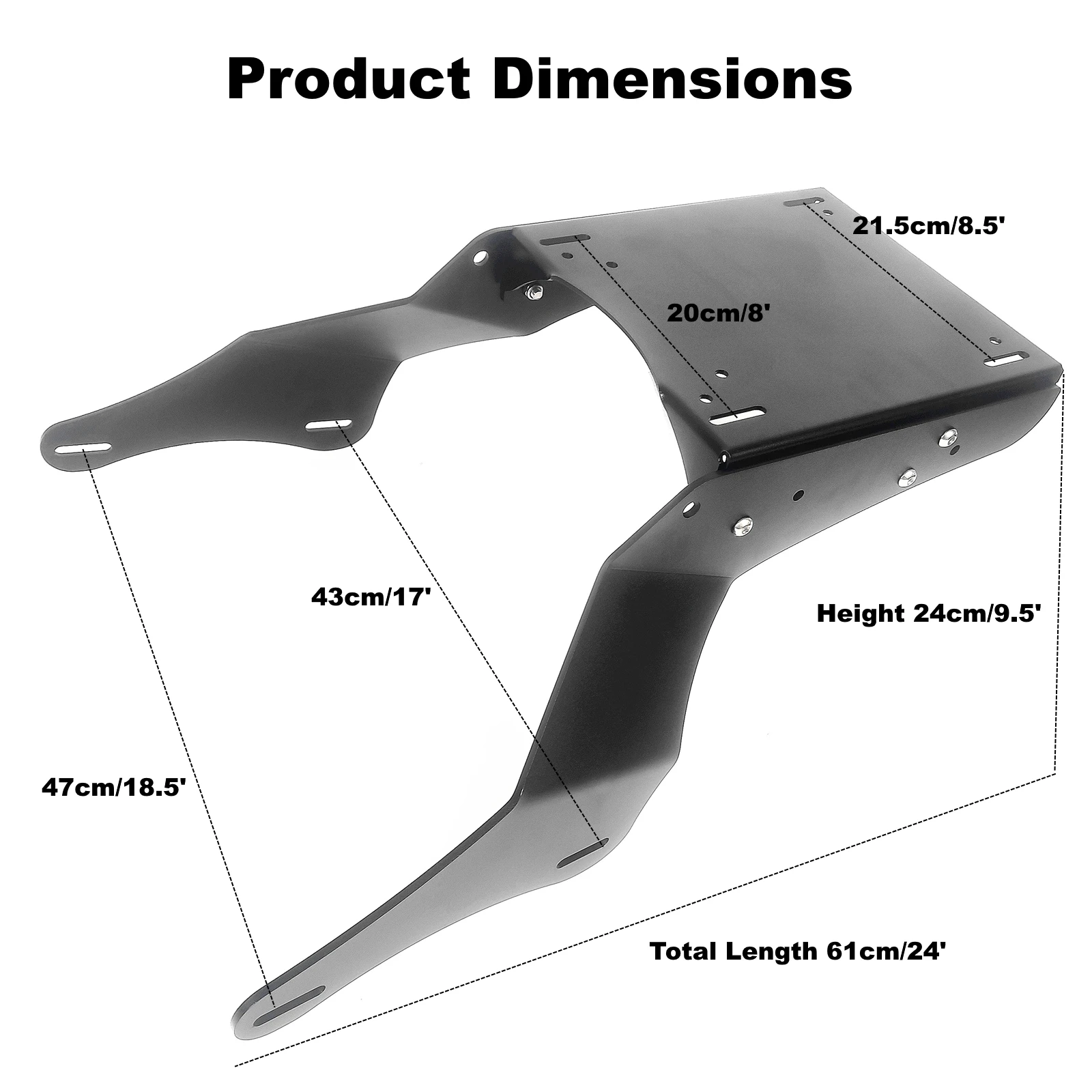 Razor Chopper King Tour Pack Pak Trunk Rear Mount Luggage Rack Bracket For Kawasaki Vulcan 1700 Vaquero 2010-2022 Black