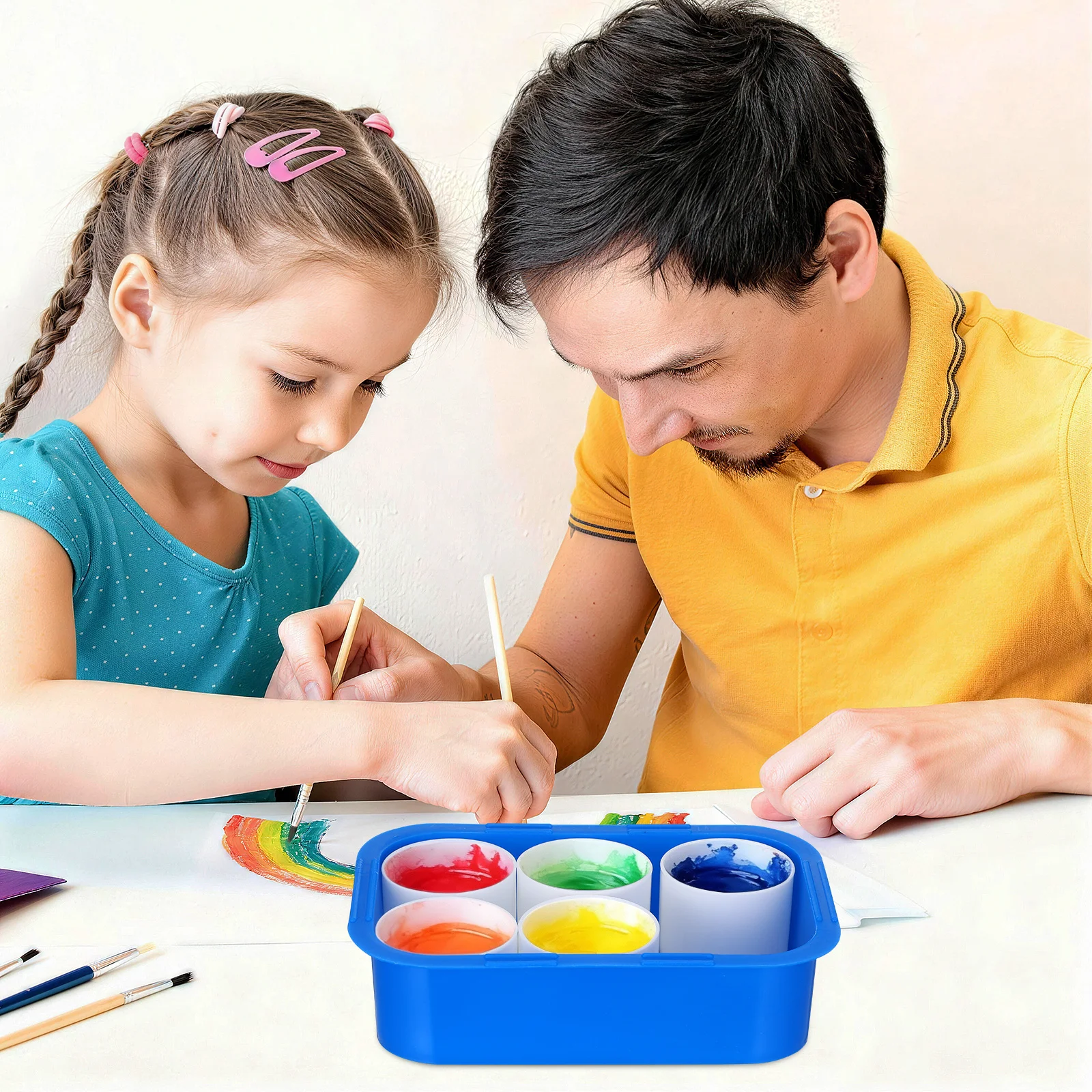 

1 set 1 Set Empty Watercolor Box 6 Grids Portable Pigment Case For Mixing Painting Cups Art Painting Boxes Plastic Storage Box