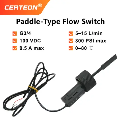 Interruptor de Flujo de Paleta 3‑30L/min Sensor de Agua Rosca para Calentador y Bomba Montaje en Tubería Control de Flujo Plástico