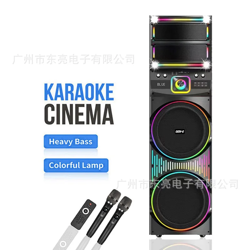 

GD-2130 Новая Bluetooth-колонка для улицы с большим объемом звука, беспроводная, для вечеринок, с двумя микрофонами, караоке, фонариком, мощный стереозвук