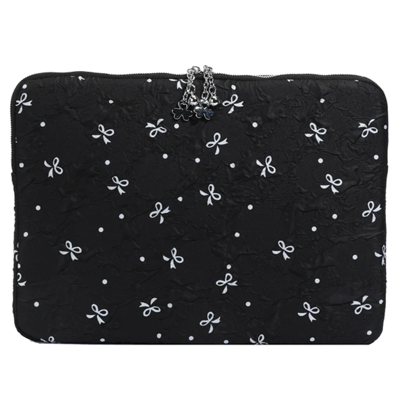 

13-15 Inch Computer Tablet Pouch Bag Bow Floral Laptop Case Bow Pattern Print Laptop Storage Bag for Work Leisure Activities