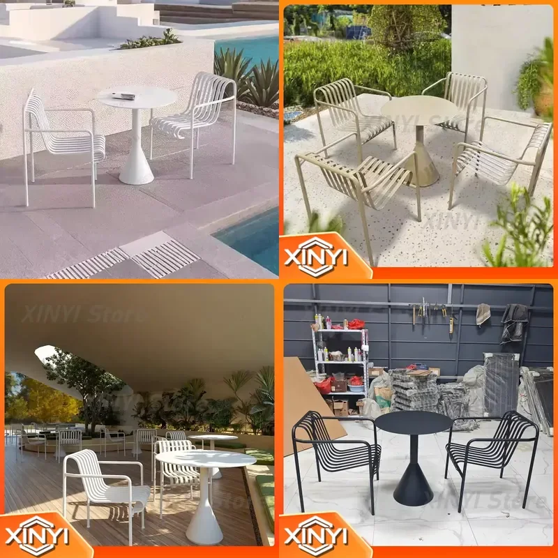 Waterproof Metal Modern Outdoor Dining Table and Chair Set for Hotel Park Courtyard for Commercial Use Patio Furniture Set