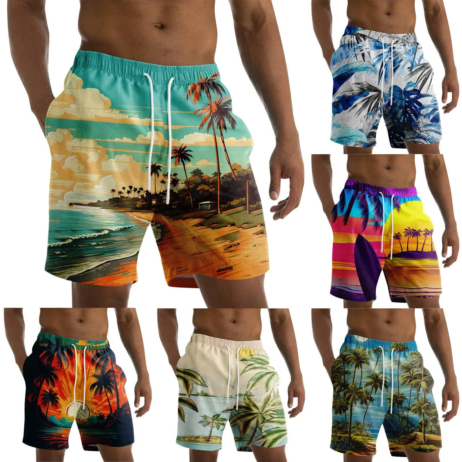 Pantalones cortos informales para hombre, Shorts de playa con cordón, estampado Hawaiano, con bolsillos, deportivos que combinan con todo