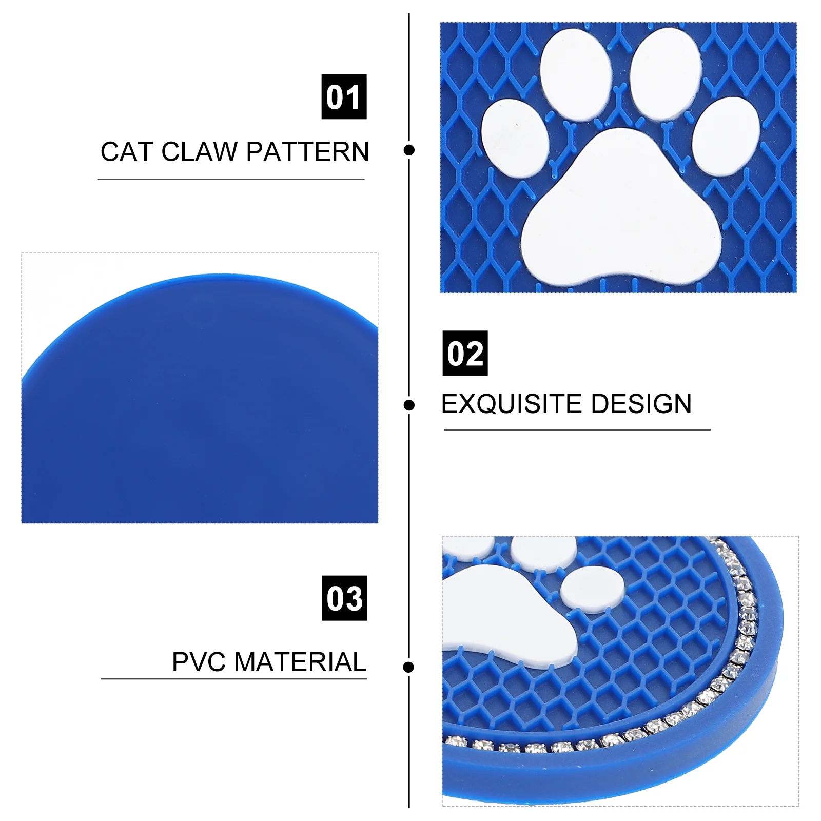 

2Pcs Non-Slip Car Cup Coasters Cat Claw Design PVC Material for Vehicles Car Cup Coasters Auto Non-Slip Coaster