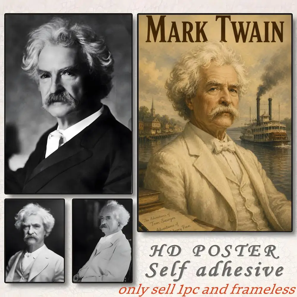 Poster Gift with prints Home bedroom living room decoration promotion and display Renowned writer M-Mark Twain