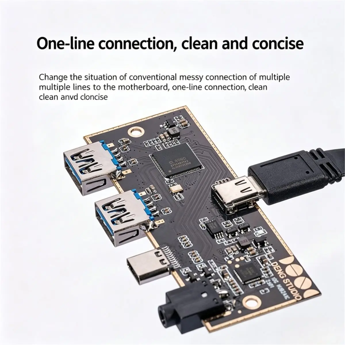USB3.2 Gen2 10Gbps Front Panel 2USB-A+Type-C+HD Audio Multi-Port Hub Chassis Front IO Adapter