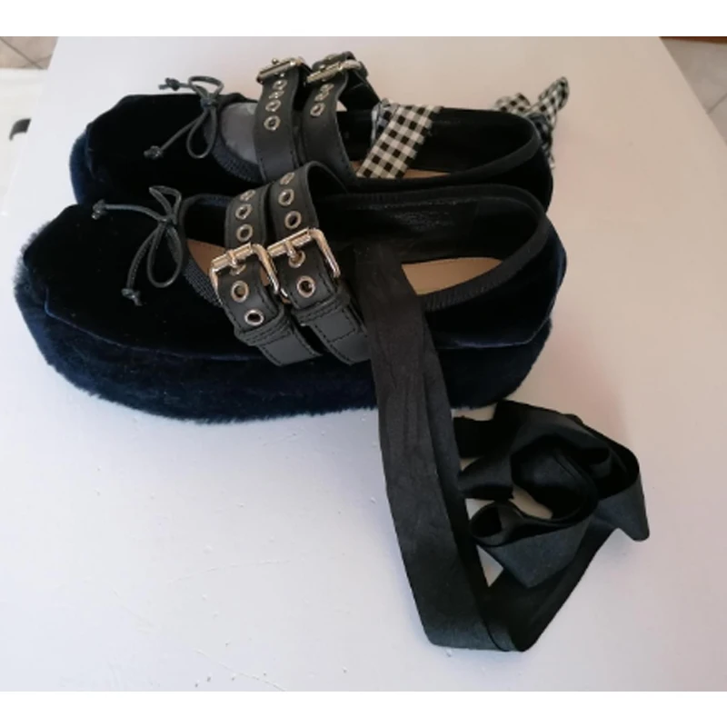 

Round Toe Buckles Bow Tie Platform Shoes Woman Spring Autumn 2026 Lolita Punk Dark Cosplay Lolita Thick-Soled Women's Shoes