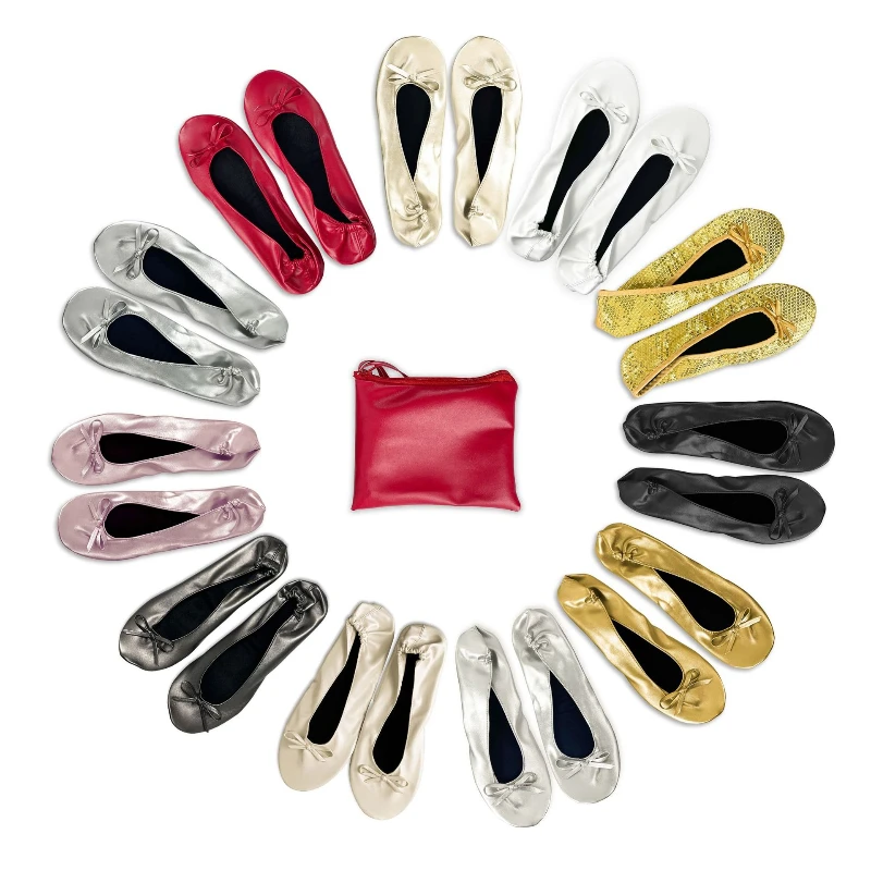 Fashionable and Comfortable Foldable Indoor Ballet Shoes Wedding Dance Shoes Lace-free Flat Slippers for Marriage Ceremonies