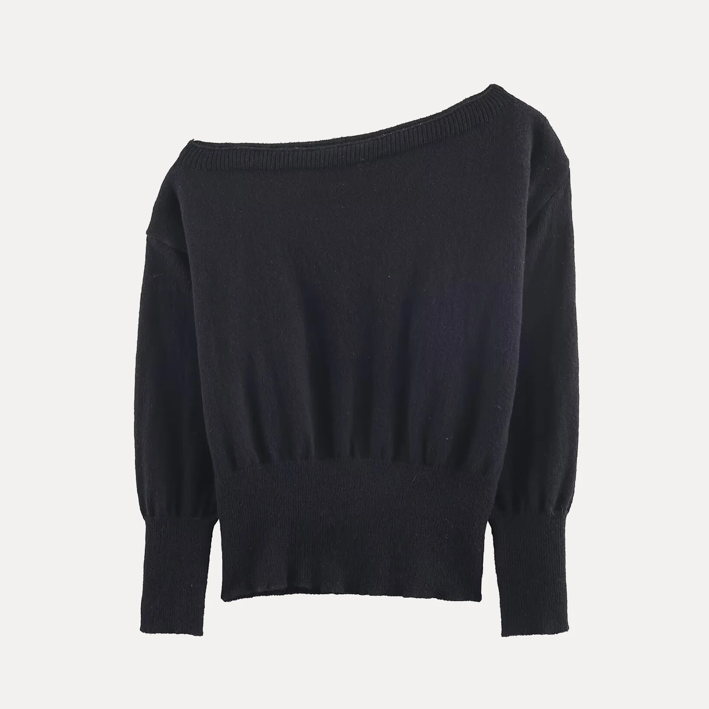 Ele Faionable Knitted Sweater oulder Bared One-oulder Long Sve Women's Autumn New Arrival Casual Comfortable