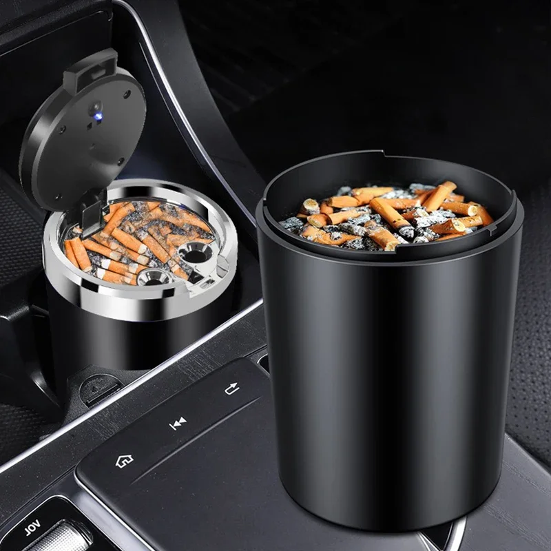 For AUDI A3 A4 A5 A6 Car Ashtray Cup LED Light Indicator Aluminum Alloy Ash Tray Portable Ash Tray