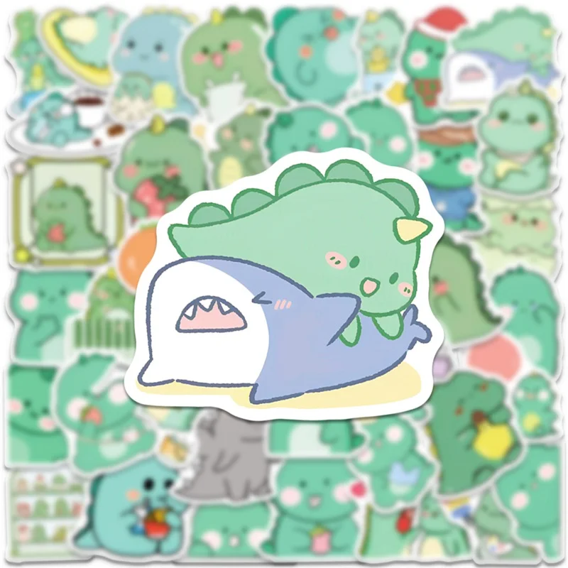 10/30/50PCS Kawaii Green Dinosaur PVC Sticker Aesthetic Korean Children\'s Decoration Scrapbooking Stationery School Supplies