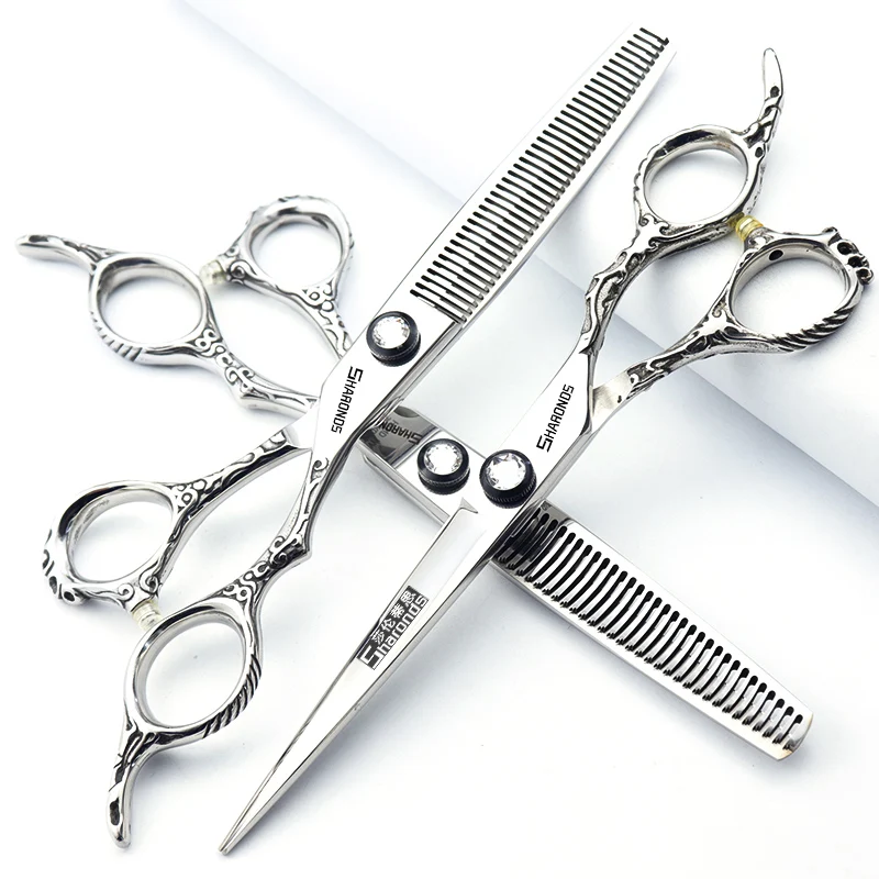 SHARONDS Authentic Professional Hair Salon Style Hair Scissors 6.5-inch 7-inch Hair Scissors Flat Teeth Cutting Set.