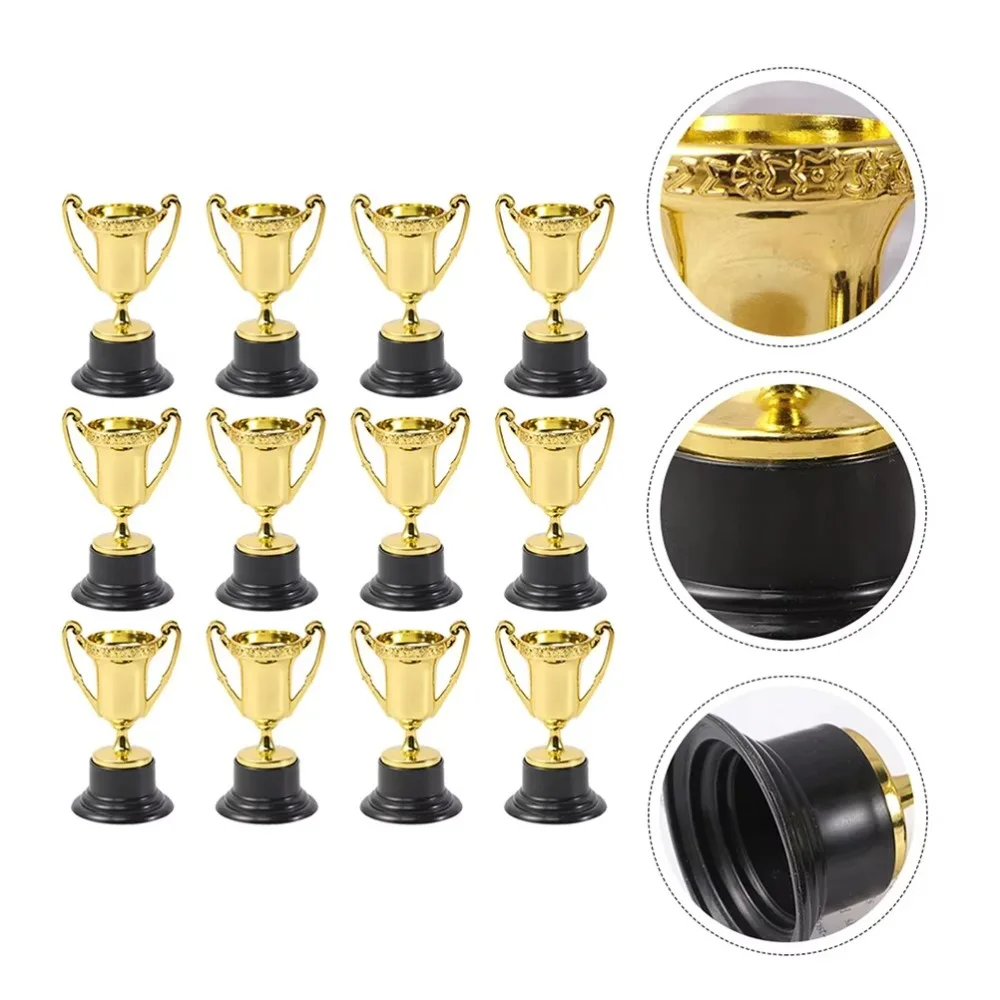 10PCS Gold Silver Bronze Awards Trophy Mini Competition Soccer Honor Cup Plastic Statuette Decor Game Sports Prize Awards Toys