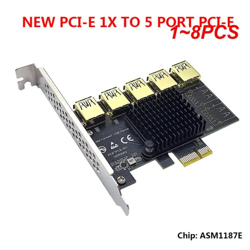 

1~8PCS Pcie 1 To 5 Riser Adapter 5 Slots Pci-e Slot With Ic Heat Radiator Mini Convenient Office Accessories