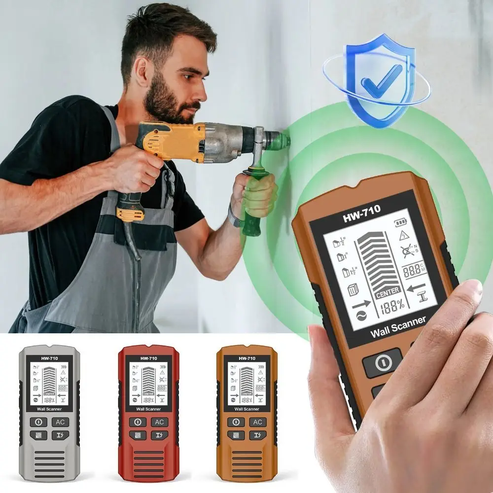 

6-in-1 Stud Finder High Accuracy Depth Tracker AC Cable Wires Depth Tracker with LCD Display Accurately Locate