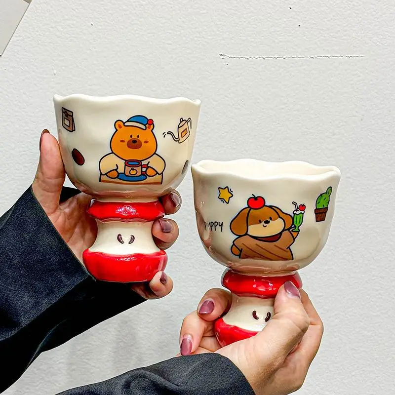 

High Looking Ceramic Mug High Footed Couple Tea Cup, Girls' Water Cup, Cute Coffee Cups,Christmas Birthday Gift Kitchen Utensils