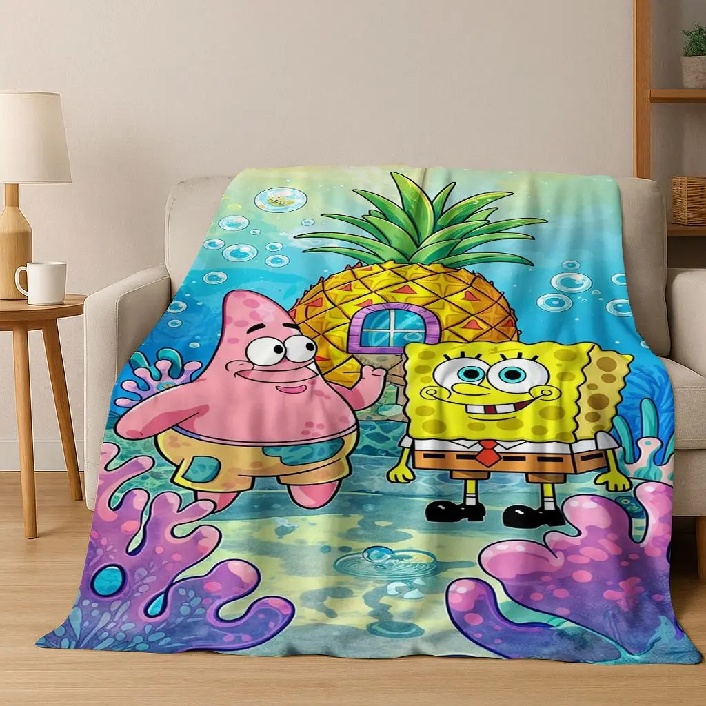 الكرتون S-سبونجبوب سكوير باتريك ستار الفانيلا بطانية لينة رمي بطانية للسرير غرفة نوم غرفة المعيشة السفر نزهة هدية #1