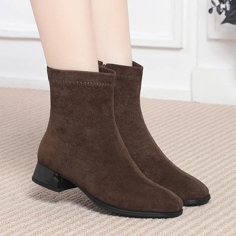 Faionable ort Boots Women's All-Match Fce Lined Boots Spring Autumn Summer Casual Outdoor oes for Office