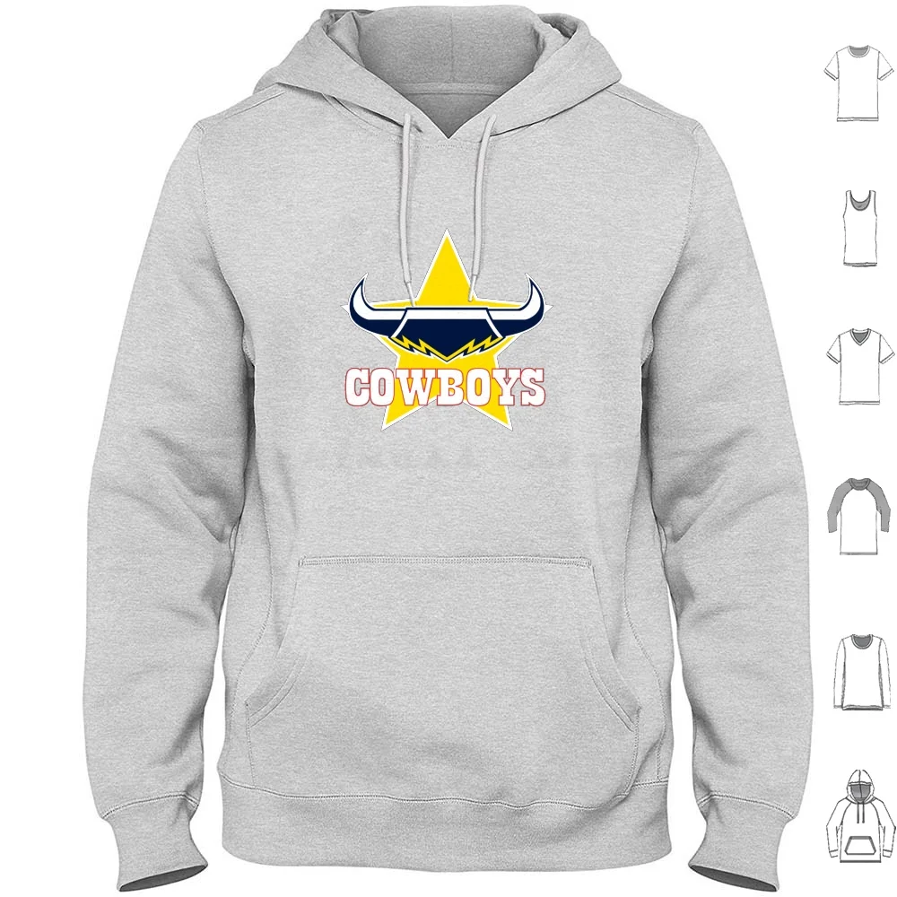 Nq Cowboys Sudadera con capucha de algodón de manga larga Townsville Queensland Cowboys Nq Rugby Sport Australia Nrl National League Rugby