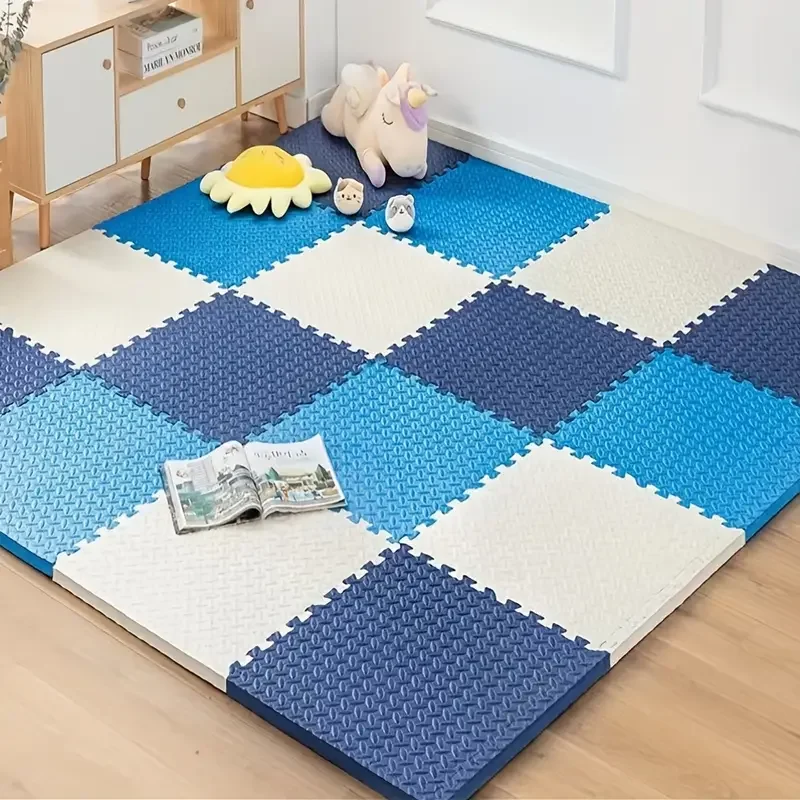 6/12 Pcs Children's Foam Flooring EVA Interlocking Non Slip Patchwork Mats Thick Solid Color Play Mats Soft Non Toxic Floor Mats view 5