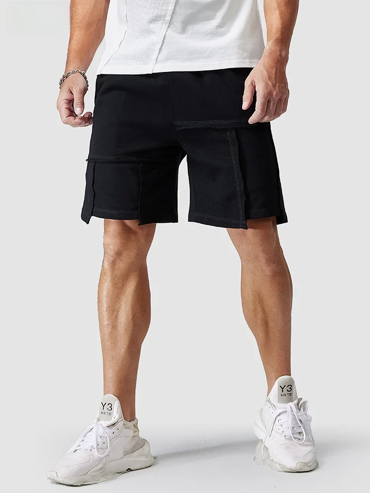 

Loose Men's Spor orts Asymmetric Running Fitn Casual Five-Quarter Length Summer Trendy Outerwear Breathable Cotton