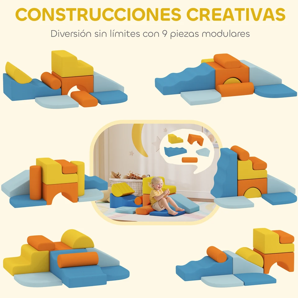 AIYAPLAY 6PCS Module motricité bébé Parcours motricité bébé Blocs de Construction en Mousse avec Housse en revêtement synthétique - Jouets éducatifs pour Enfants d'âge préscolaire, Multicolore AIYAPLAY 6PCS Module motricité bébé Parcours motricité bébé Blocs de Construction en Mousse avec Housse en revêtement synthétique - Jouets éducatifs pour Enfants d'âge préscolaire, Multicolore