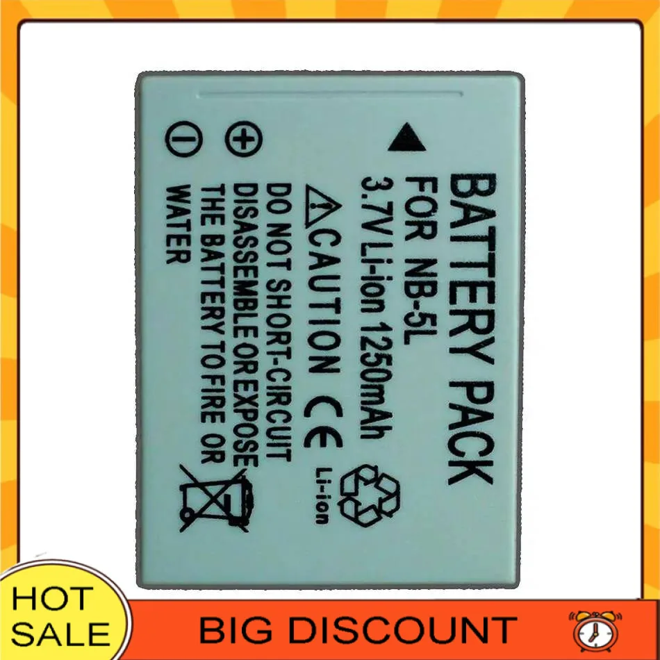 

Camera Battery NB-5L 1250Mah For Canon Powershot S110 SX200 SX210 SX220 SX230 IS HS Ixus 850 870 800