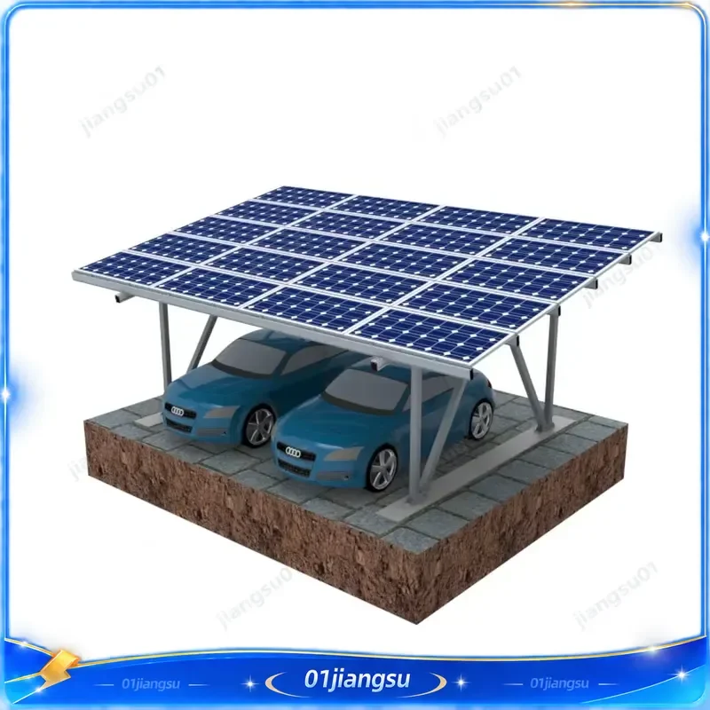 Custom Waterproof Solar Carport Structure for Commercial PV Panels Heavy Duty Aluminum Alloy Mounting System Outdoor Parking