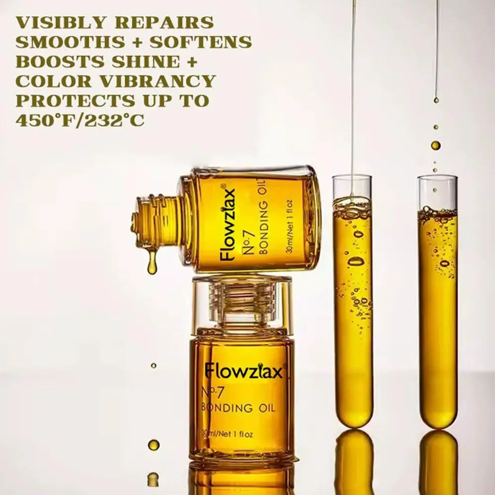 Flowzlax No.7 Bonding Oil 30ml Pro Hair Repair Bonding Treatment Smooth Frizz Split Ends Strengthen Nourish Shine Hair Oil Serum
